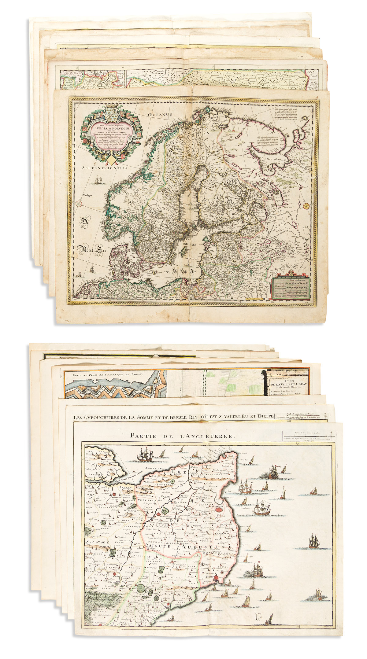(MISCELLANEOUS MAPS.) Group of 18 double-page or folding engraved European regional maps.